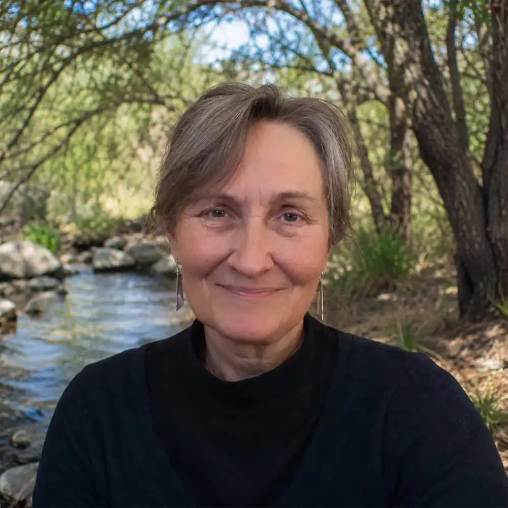 Cathy Rae Black near the Rio Pueblo de Taos